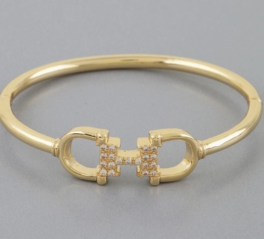 Crystal Horse Bit Link Bangle Bracelet | Western Luxe Jewelry